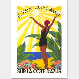 La Cote d'Azur (French Riviera) Vintage Travel Poster Posters and Art